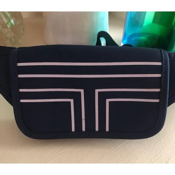TORY BURCH Sport Belt Bag Neoprene Running Navy White - Picture 2 of 11